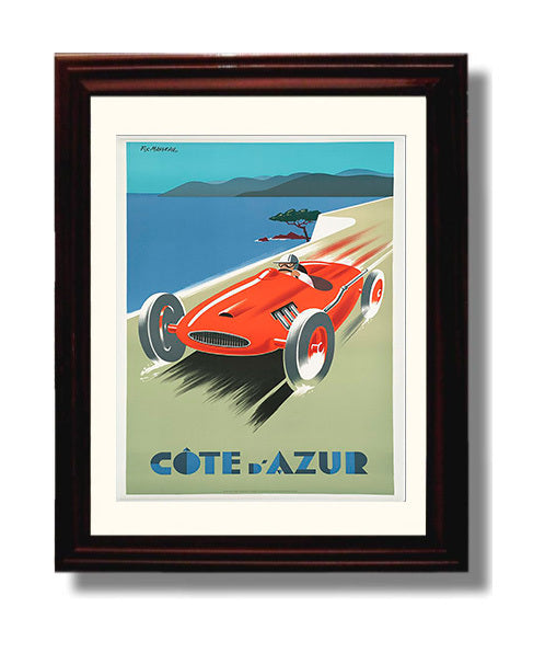 Cote dAzur Racing Vintage Travel Print 8x10 Beveled Frame travel wall art print