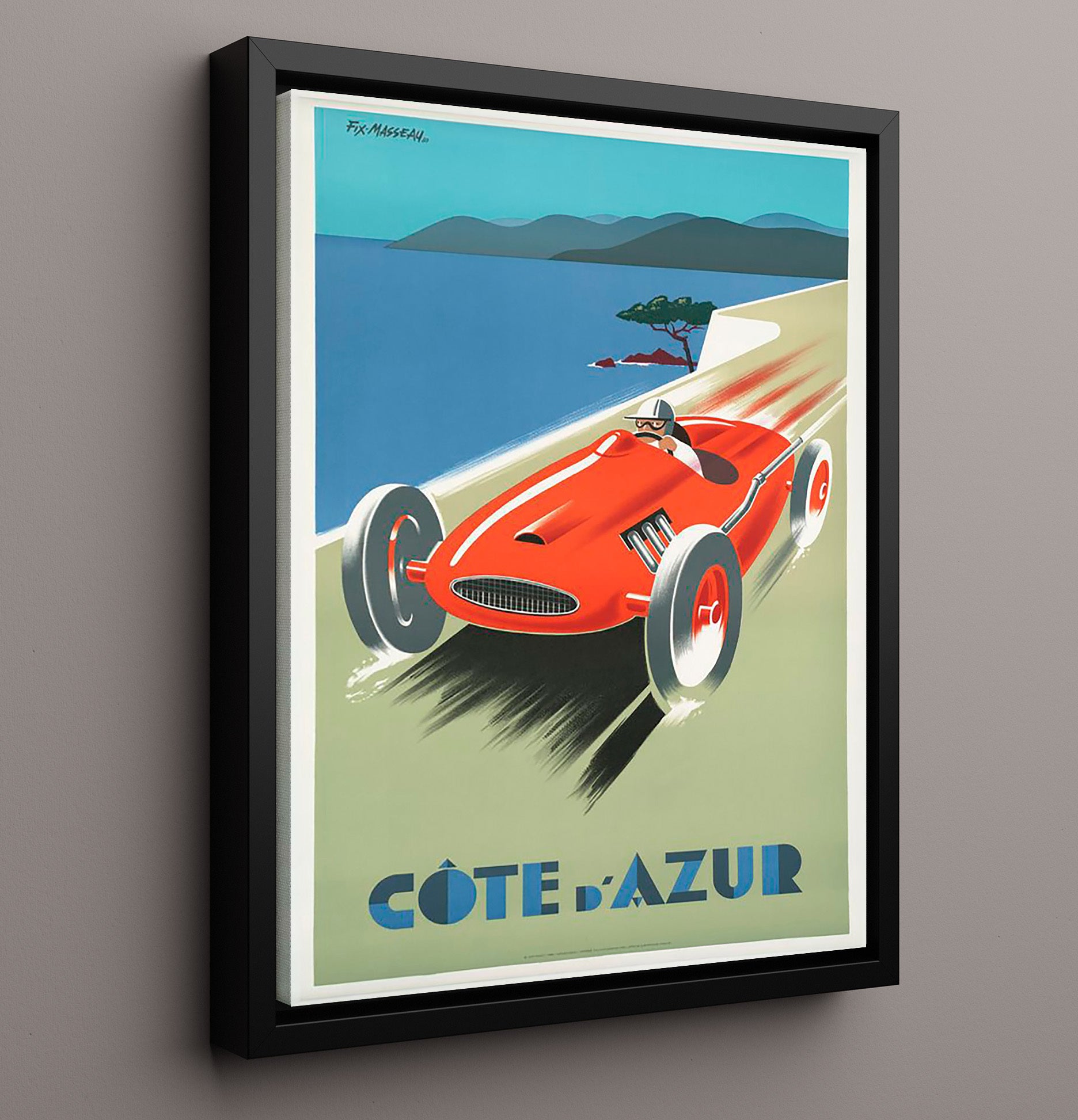 Cote dAzur Racing Vintage Travel Print 16x20 Framed Canvas travel wall art print