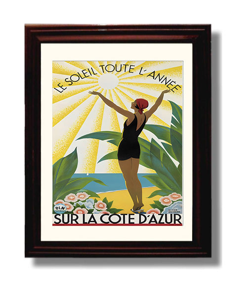 Cote d Azur Sun All Year travel poster wall art 8x10 Canvas
