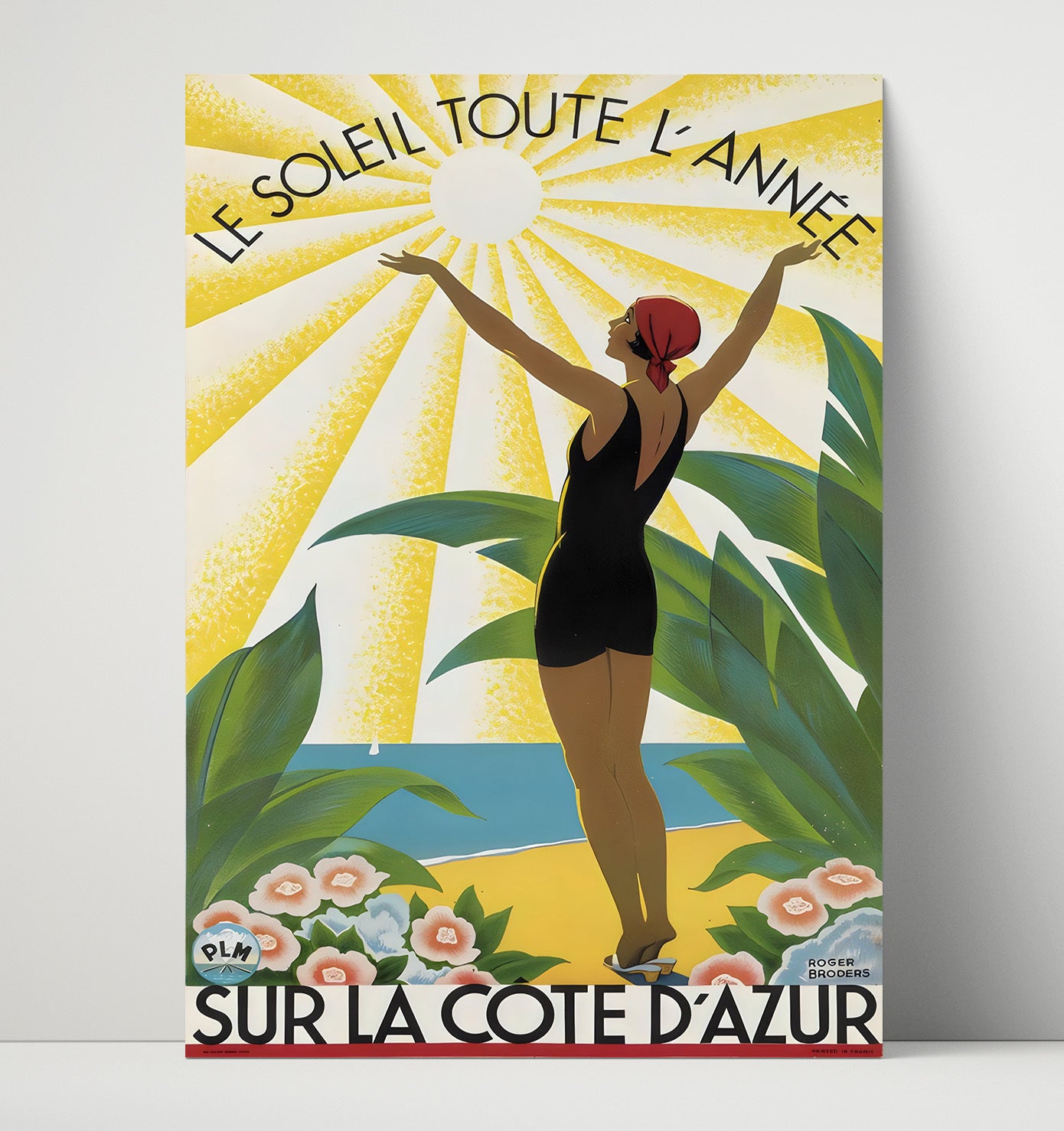 Cote dAzur Sun All Year Vintage Travel Print 16x20 Unframed Print travel wall art print