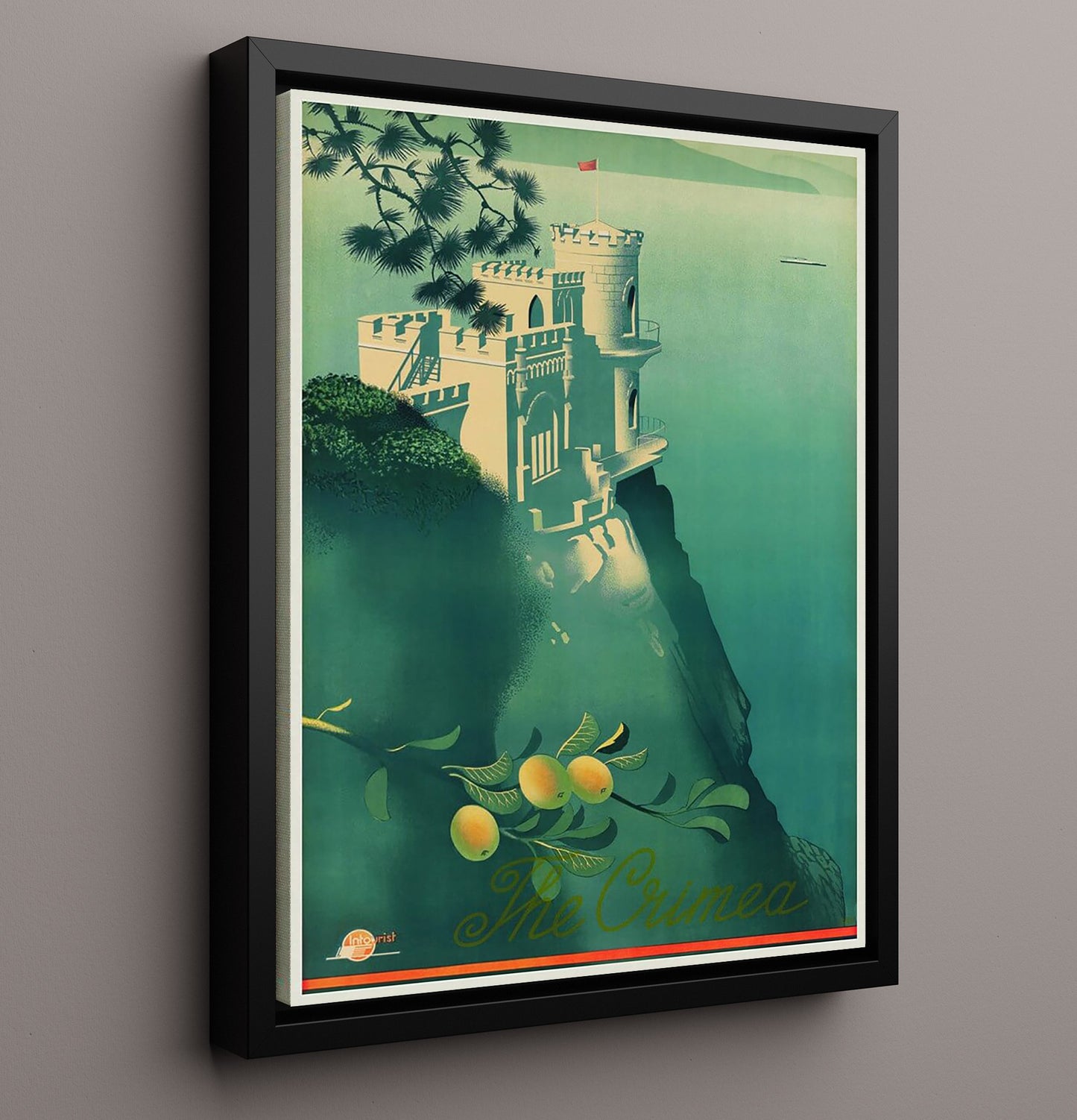 Crimea Seaside Castle Vintage Travel Print 16x20 Framed Canvas travel wall art print