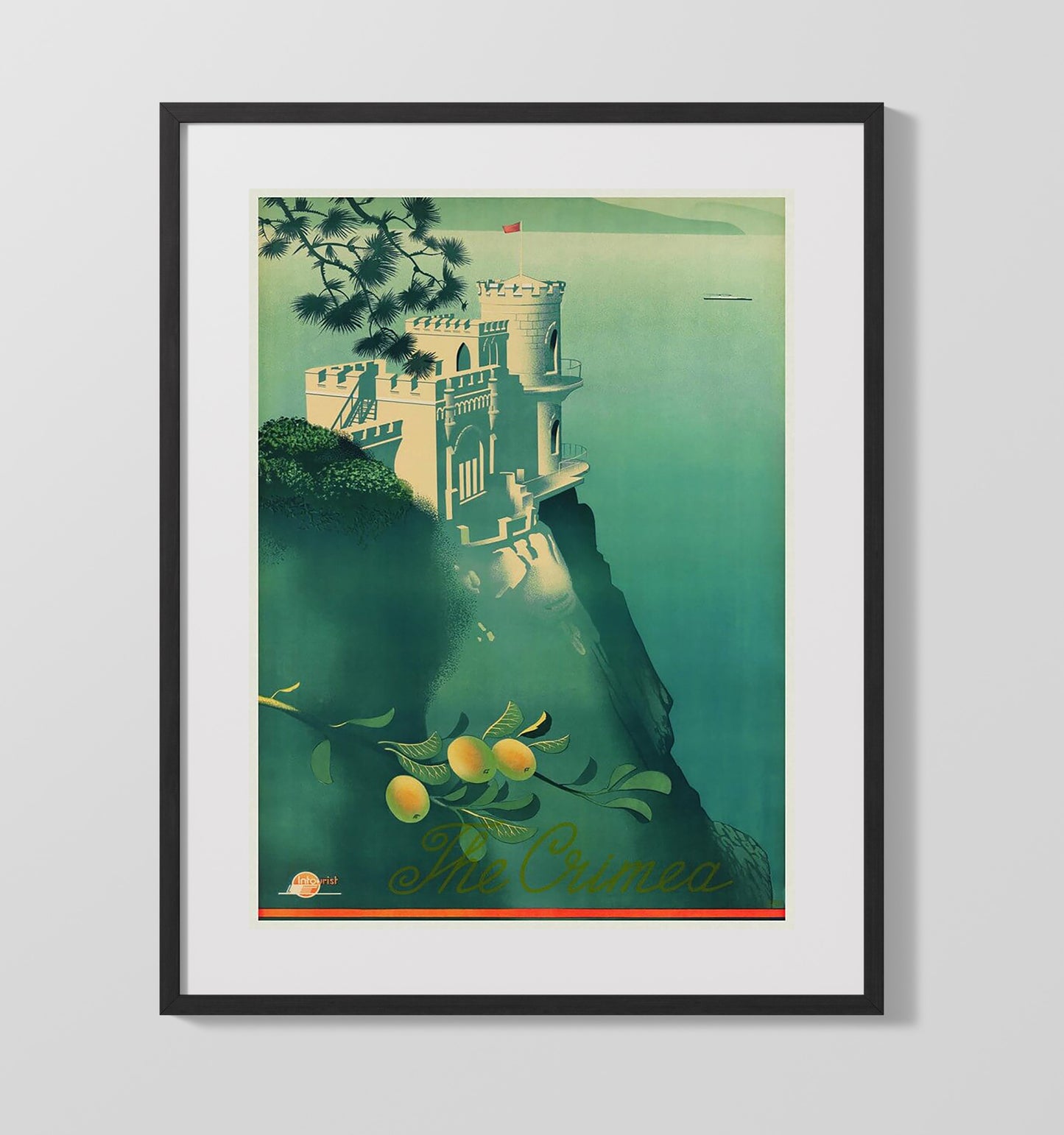 Crimea Seaside Castle Vintage Travel Print 16x20 Gallery Frame travel wall art print