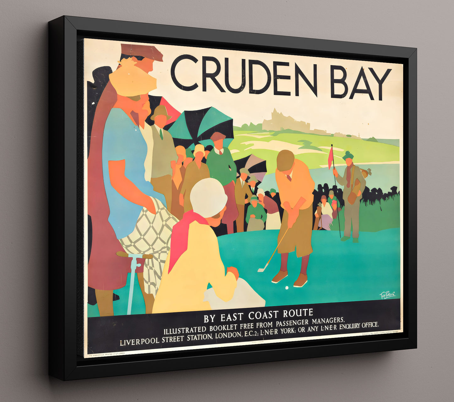Cruden Bay Golf Vintage Travel Print 16x20 Framed Canvas travel wall art print