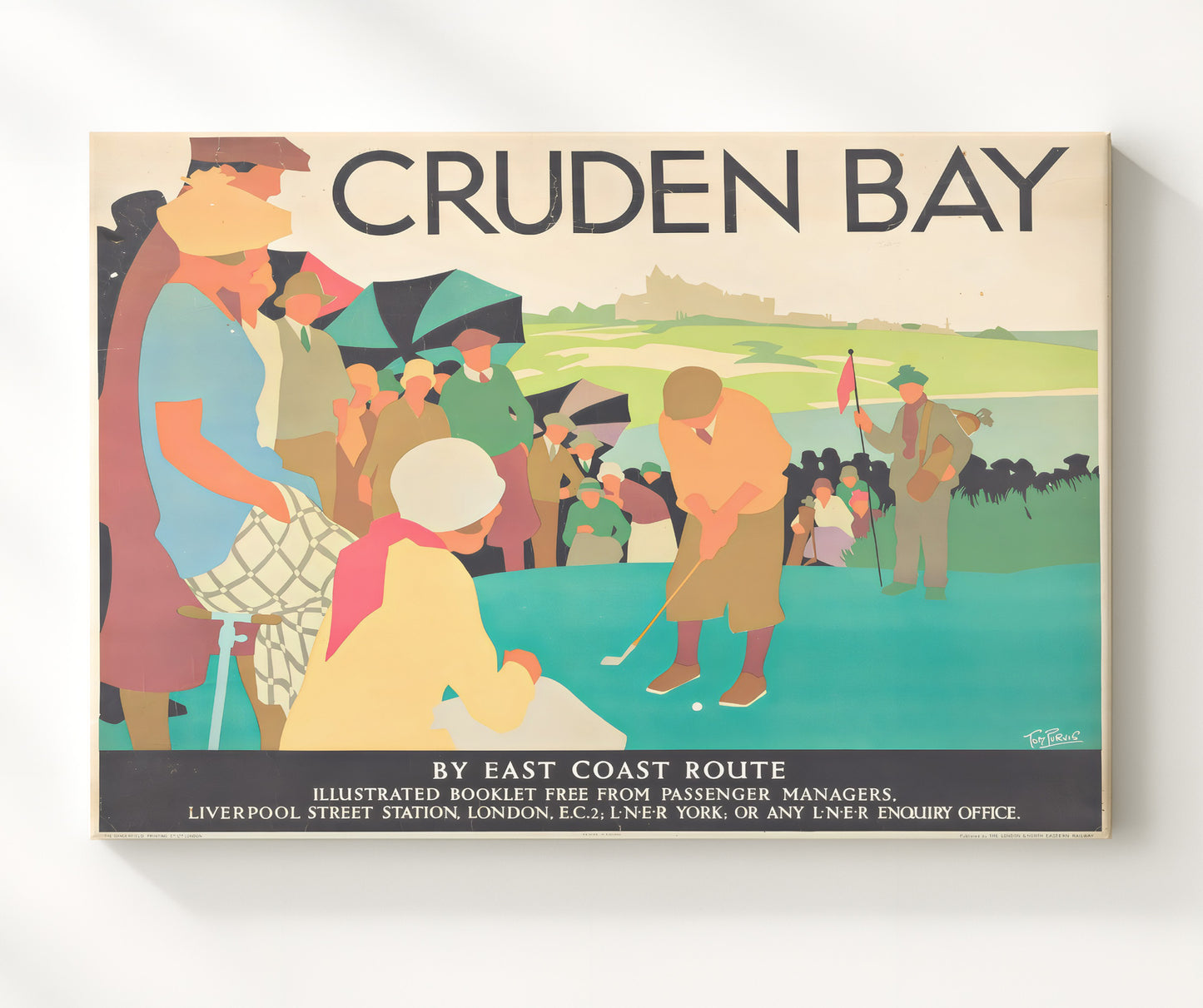 Cruden Bay Golf Vintage Travel Print 20x24 Canvas travel wall art print