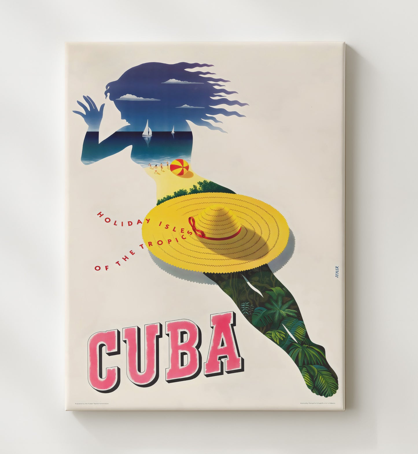 Cuba Holiday Isles Vintage Travel Print 20x24 Canvas travel wall art print