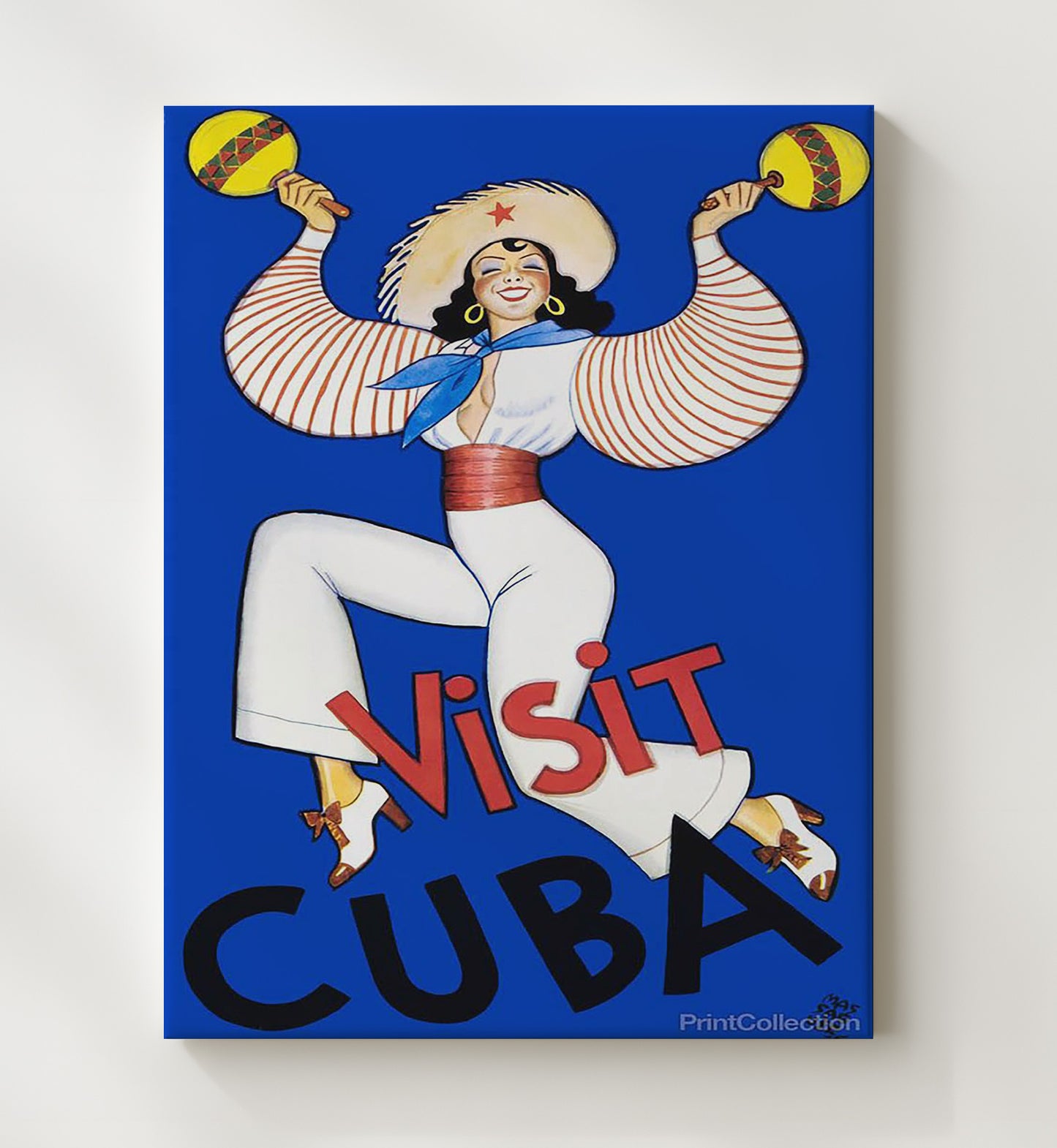 Cuba Visit Cuba Vintage Travel Print 20x24 Canvas travel wall art print