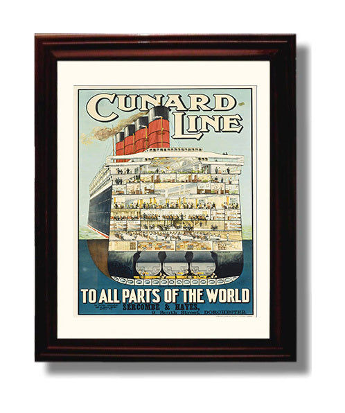 Cunard Line Ocean Liner travel poster wall art 8x10 Canvas
