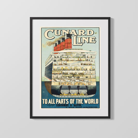 Classic Travel Poster - Cunard Line - Ocean Liner