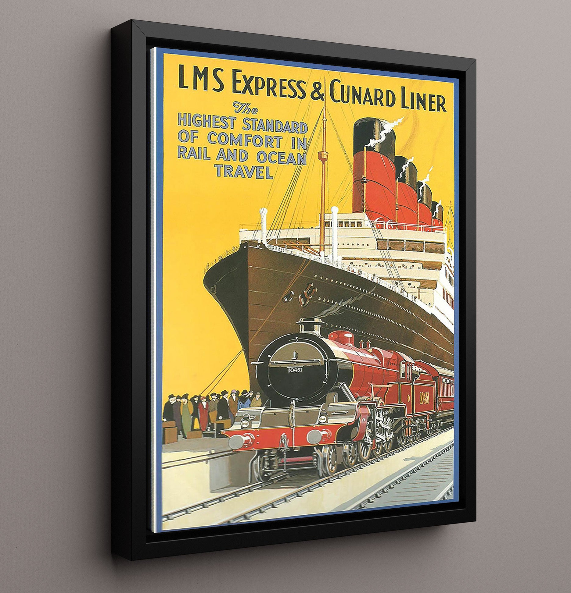 Cunard Liner LMS Express Vintage Travel Print 16x20 Framed Canvas travel wall art print