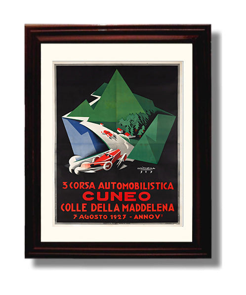 Cuneo Automobile Race Vintage Travel Print 8x10 Beveled Frame travel wall art print