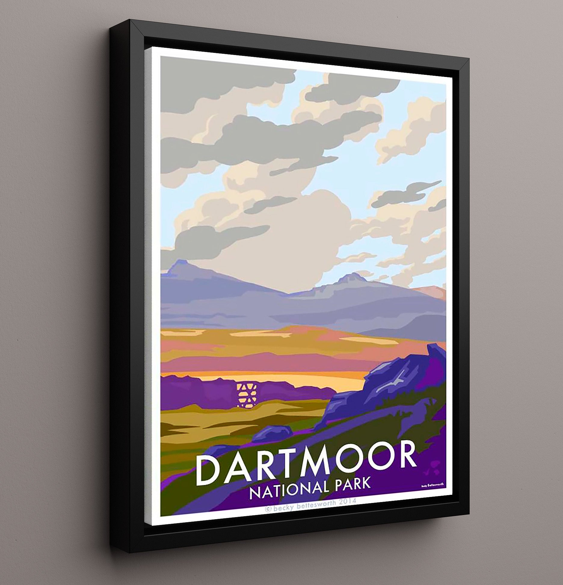 Dartmoor National Park Vintage Travel Print 16x20 Framed Canvas travel wall art print