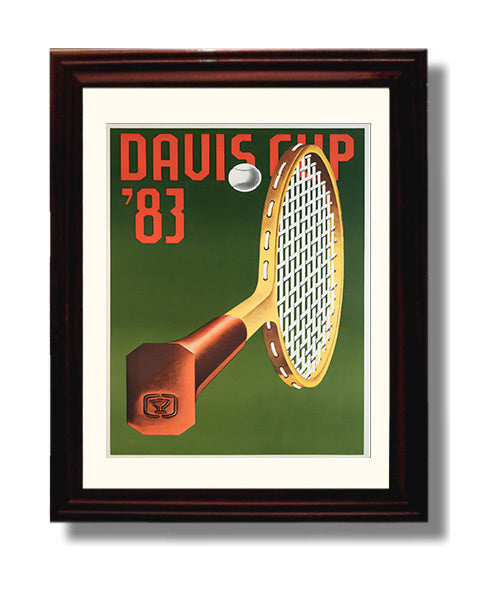 Davis Cup 1983 Vintage Travel Print 8x10 Beveled Frame travel wall art print