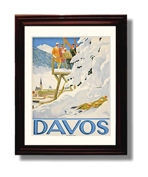 Davos Winter Sports travel poster wall art 8x10 Canvas