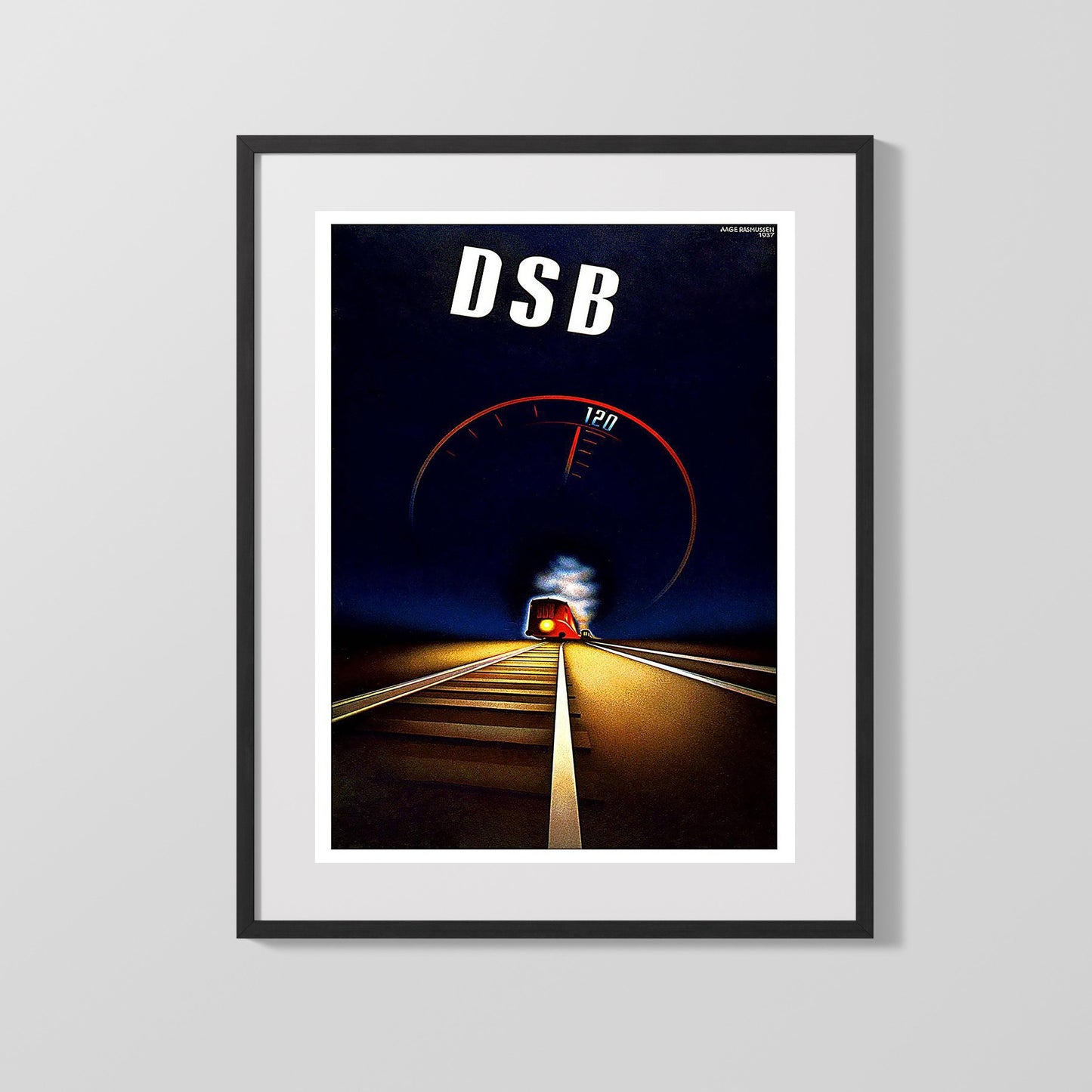 Classic Travel Poster - Denmark - DSB Train