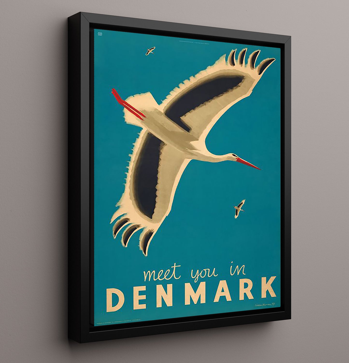 Denmark Meet You In Denmark Vintage Travel Print 16x20 Framed Canvas travel wall art print