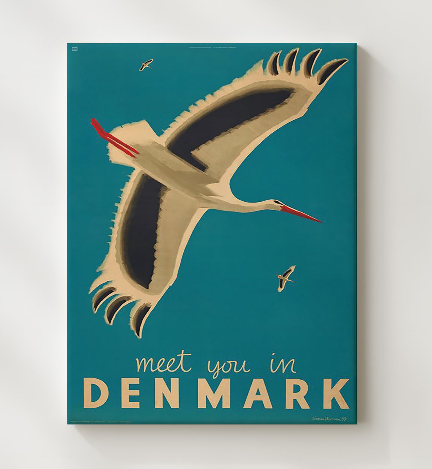 Denmark Meet You In Denmark Vintage Travel Print 20x24 Canvas travel wall art print