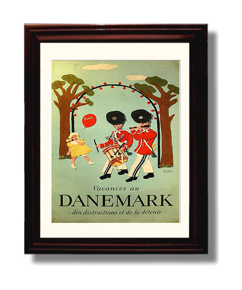 Denmark Tivoli Holidays Vintage Travel Print 8x10 Beveled Frame travel wall art print