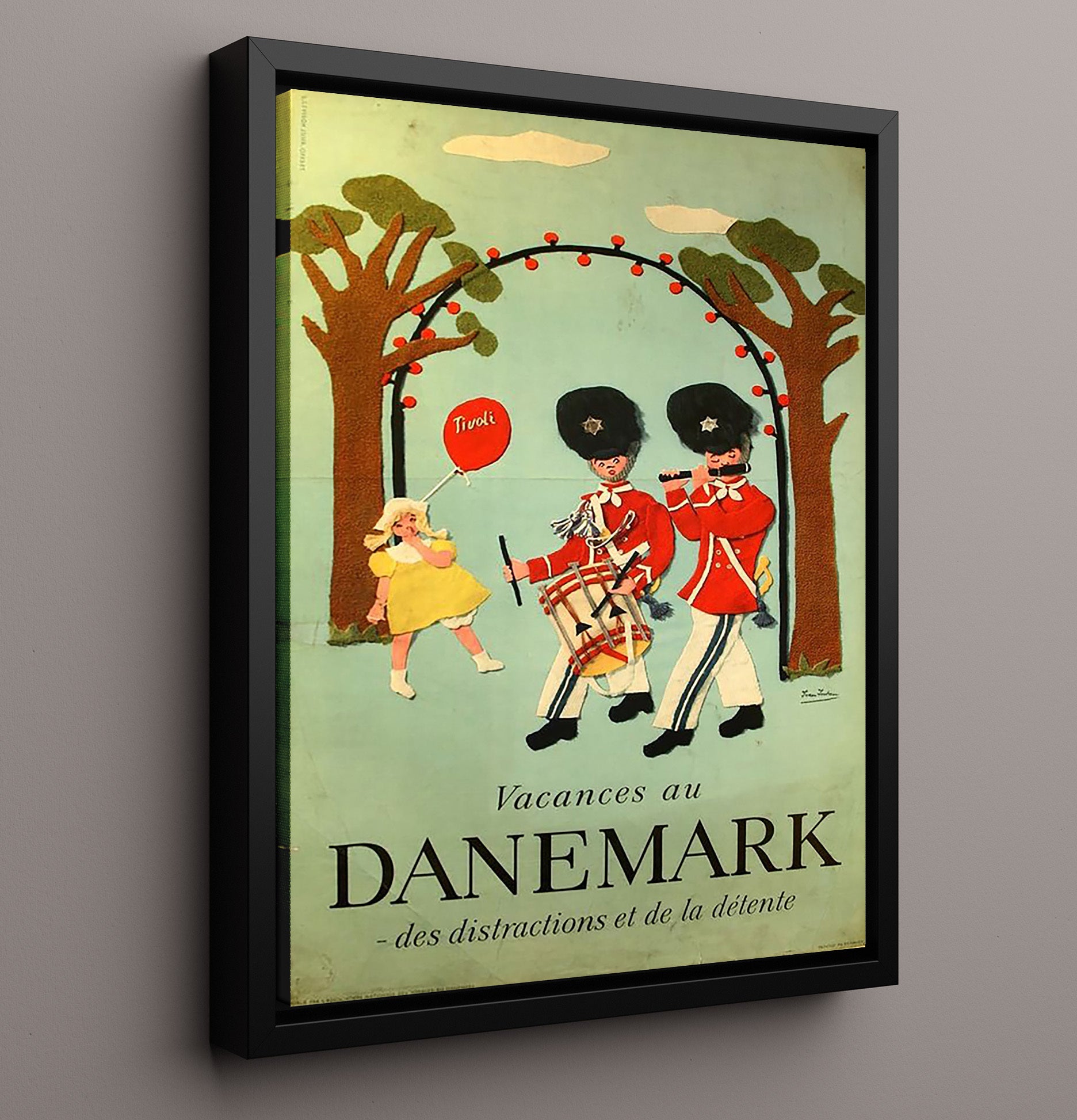 Denmark Tivoli Holidays Vintage Travel Print 16x20 Framed Canvas travel wall art print