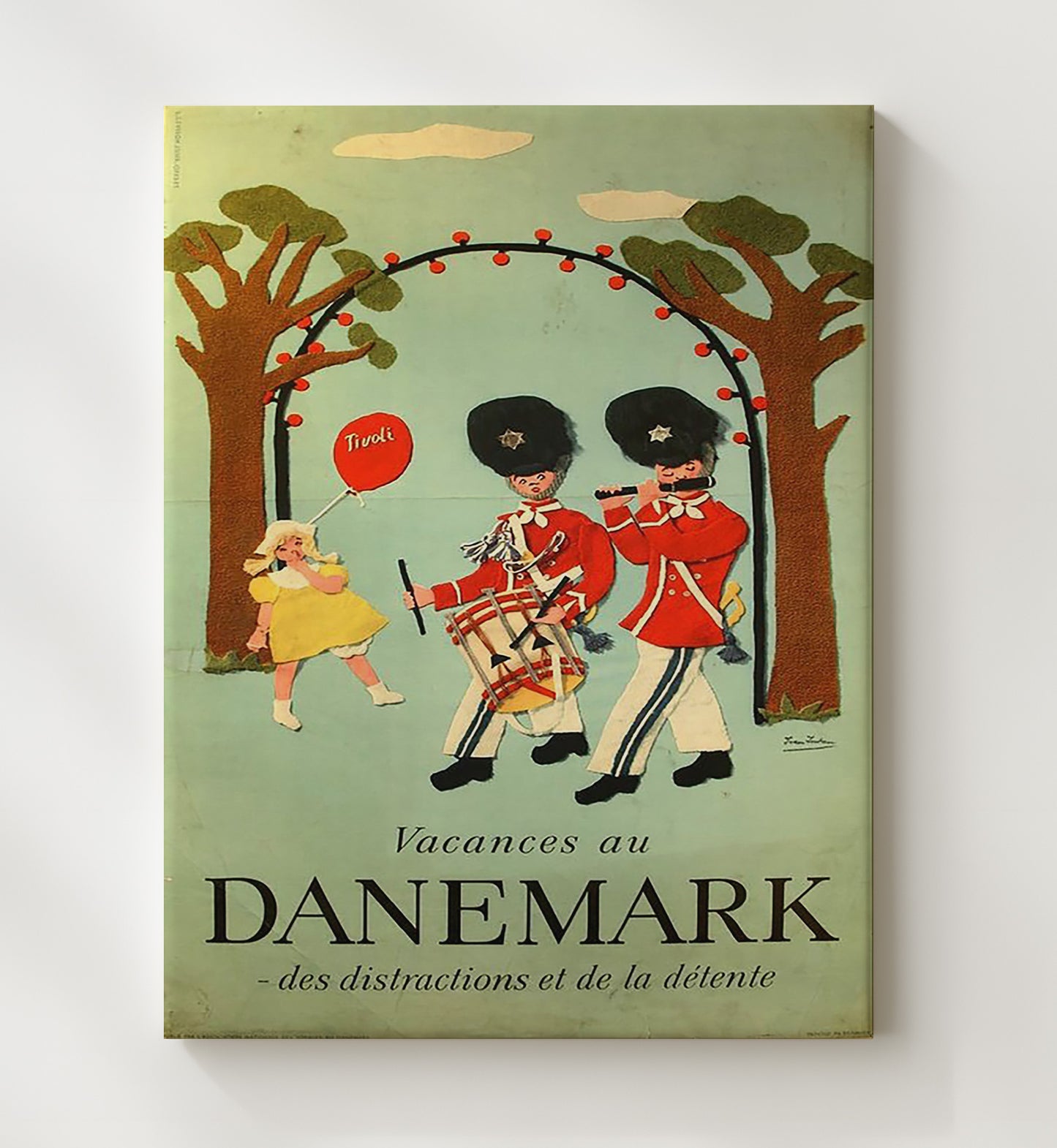 Denmark Tivoli Holidays Vintage Travel Print 20x24 Canvas travel wall art print