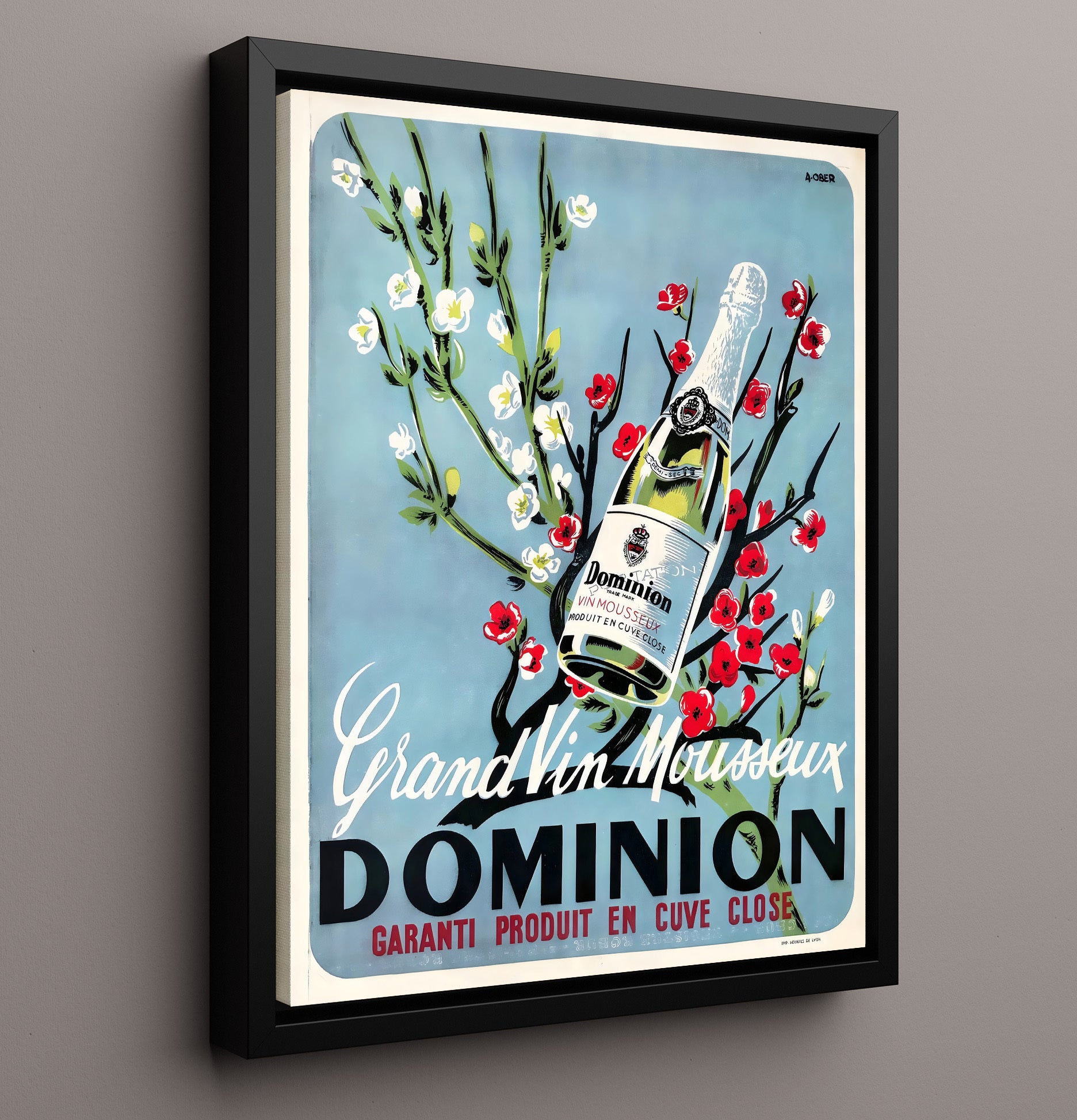 Dominion Vin Mousseux Vintage Travel Print 16x20 Framed Canvas travel wall art print
