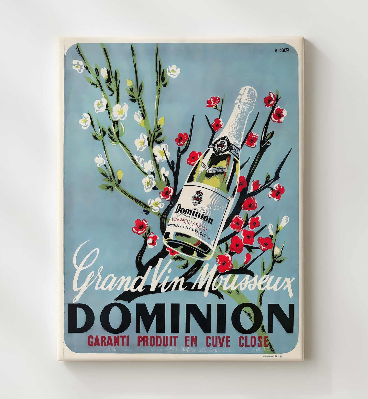 Dominion Vin Mousseux Vintage Travel Print 20x24 Canvas travel wall art print