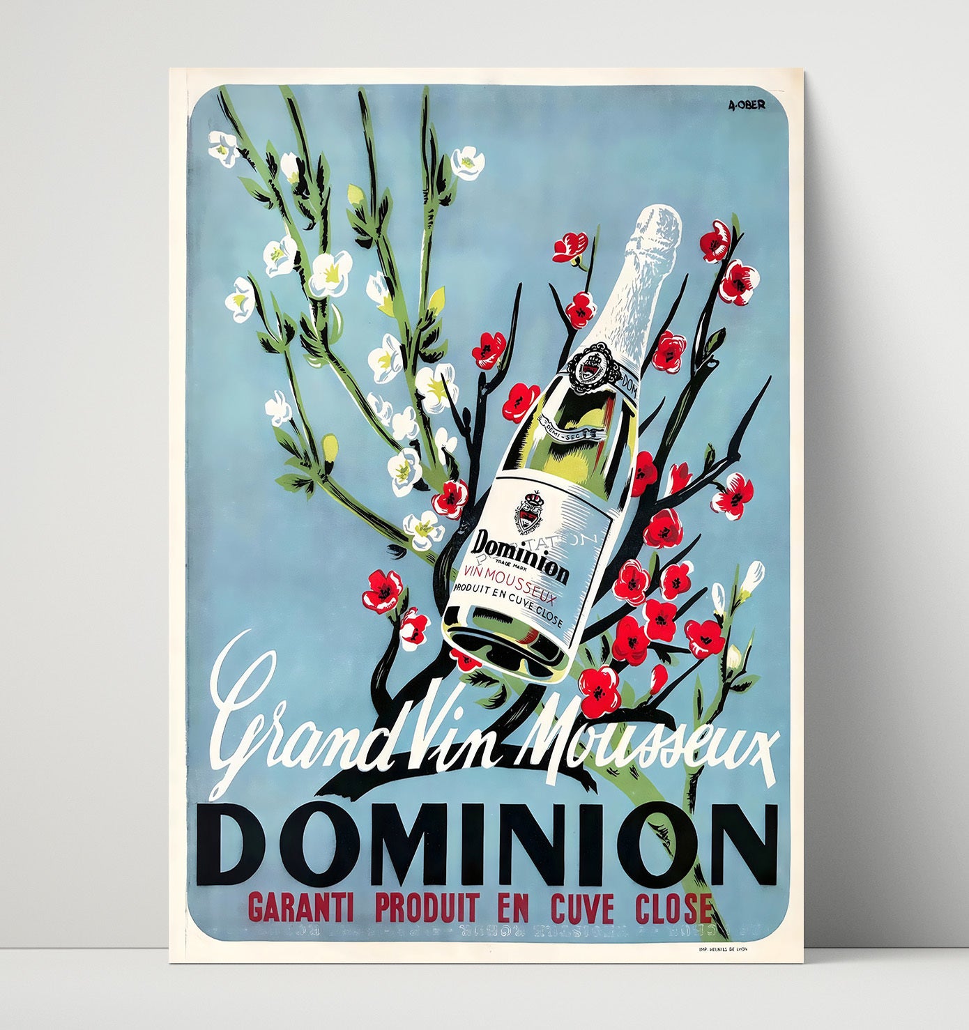 Dominion Vin Mousseux Vintage Travel Print 16x20 Unframed Print travel wall art print