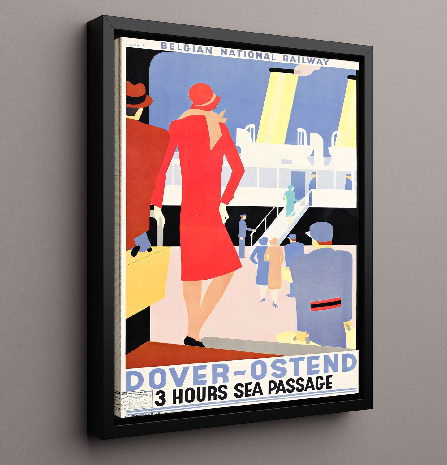 Dover Ostend Sea Passage Vintage Travel Print 16x20 Framed Canvas travel wall art print