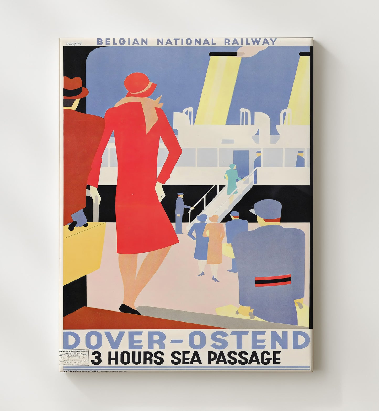Dover Ostend Sea Passage Vintage Travel Print 20x24 Canvas travel wall art print