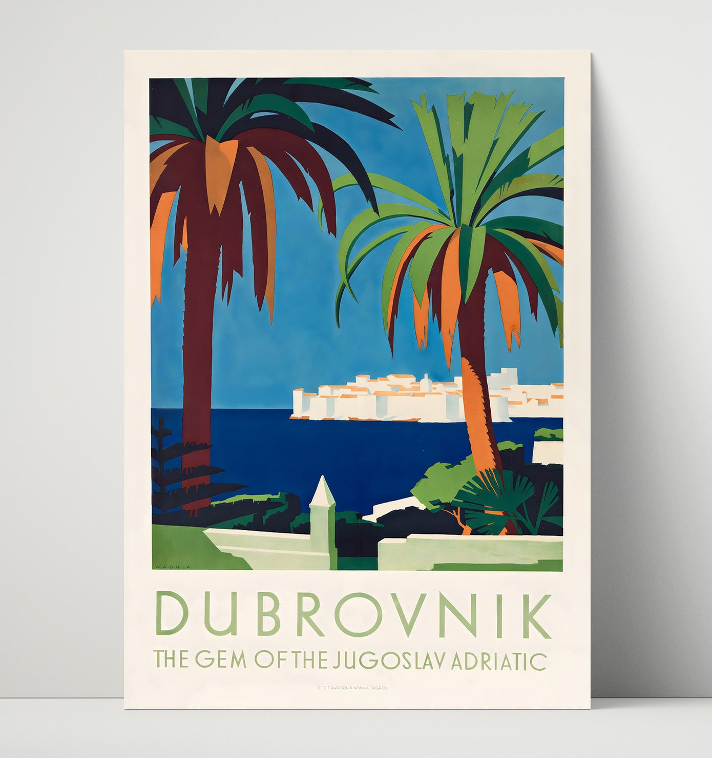 Dubrovnik Adriatic Gem Vintage Travel Print 16x20 Unframed Print travel wall art print