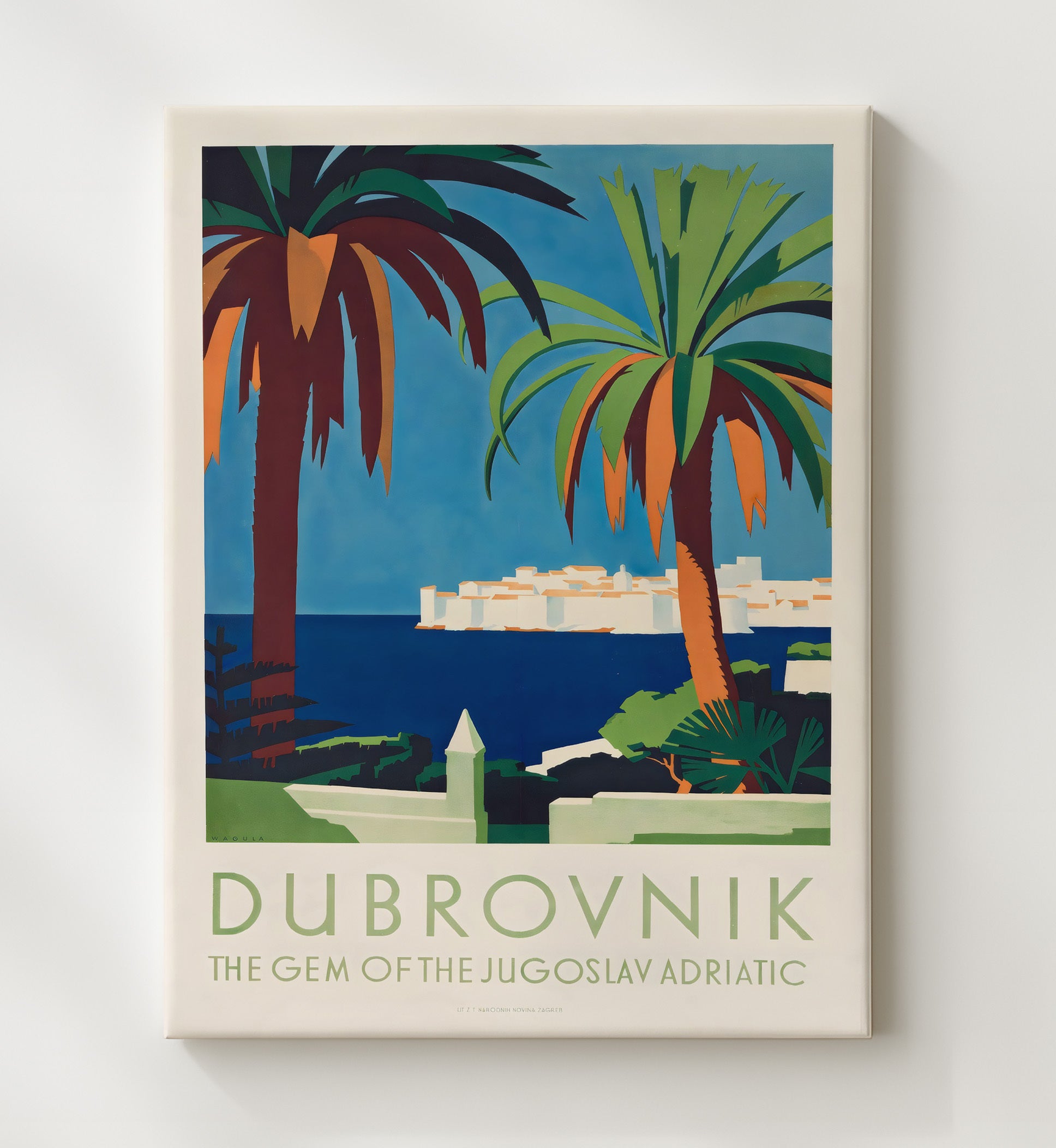Dubrovnik Adriatic Gem Vintage Travel Print 20x24 Canvas travel wall art print