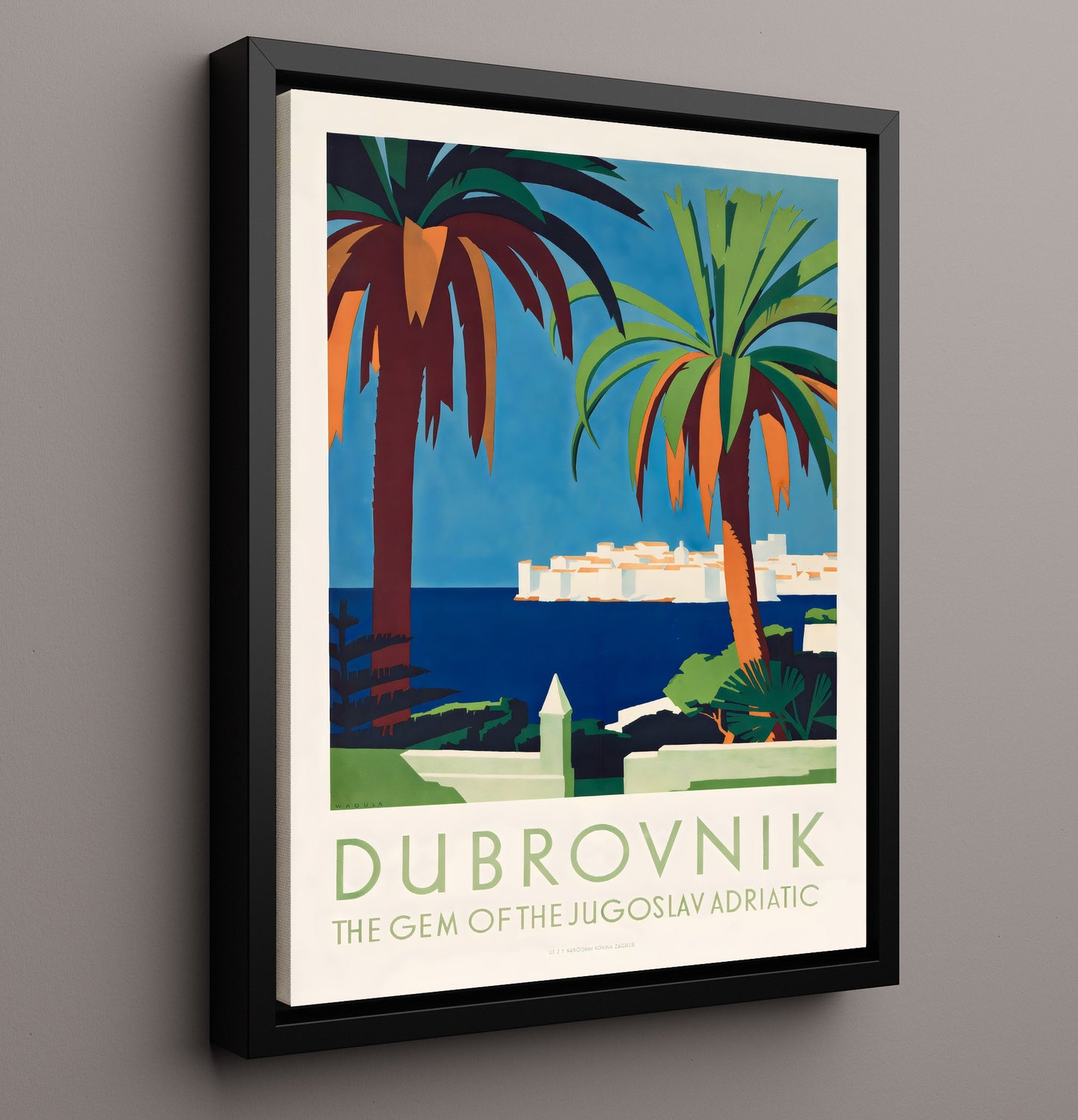 Dubrovnik Adriatic Gem Vintage Travel Print 16x20 Framed Canvas travel wall art print