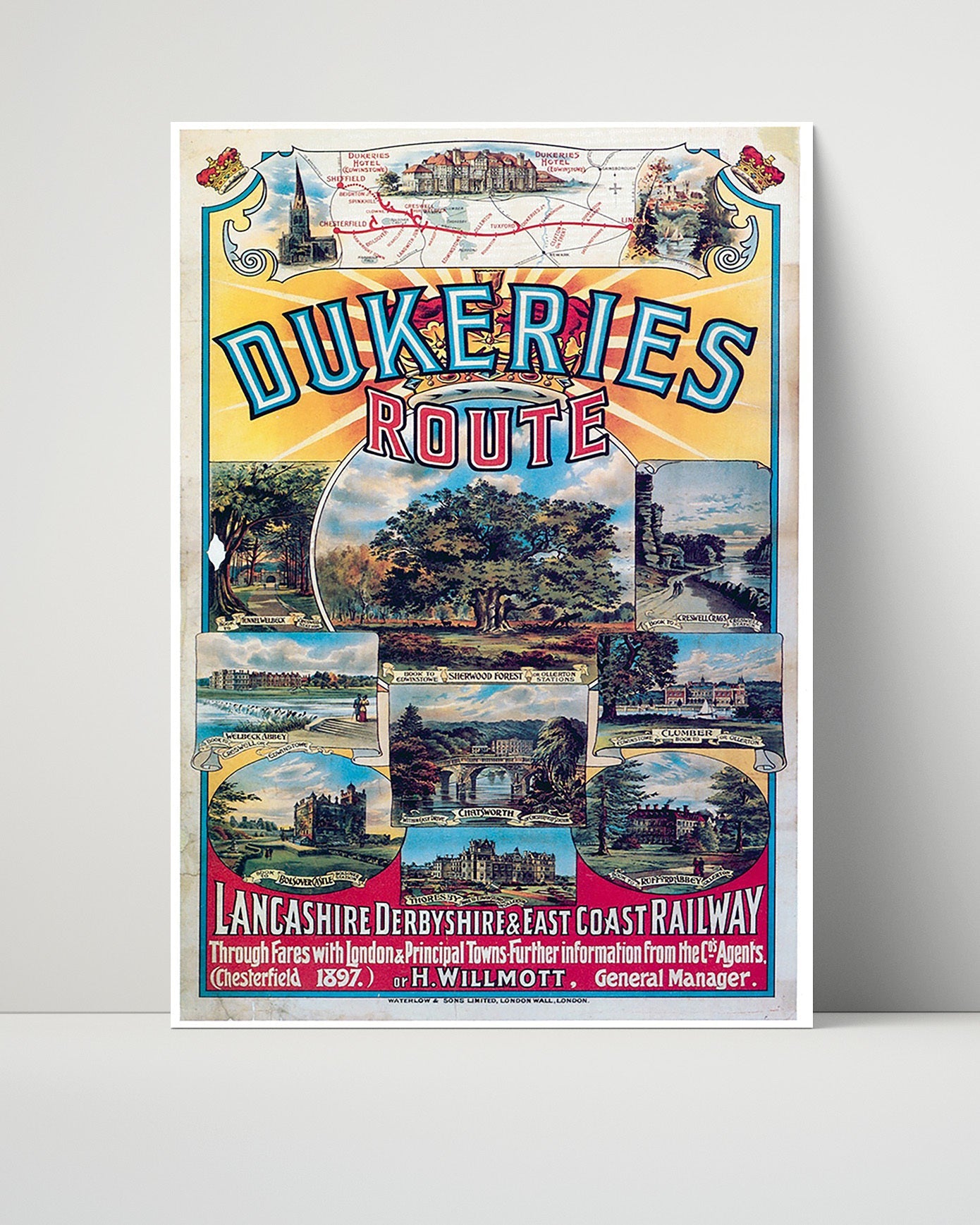 Classic Travel Poster - Dukeries - Railway Route England