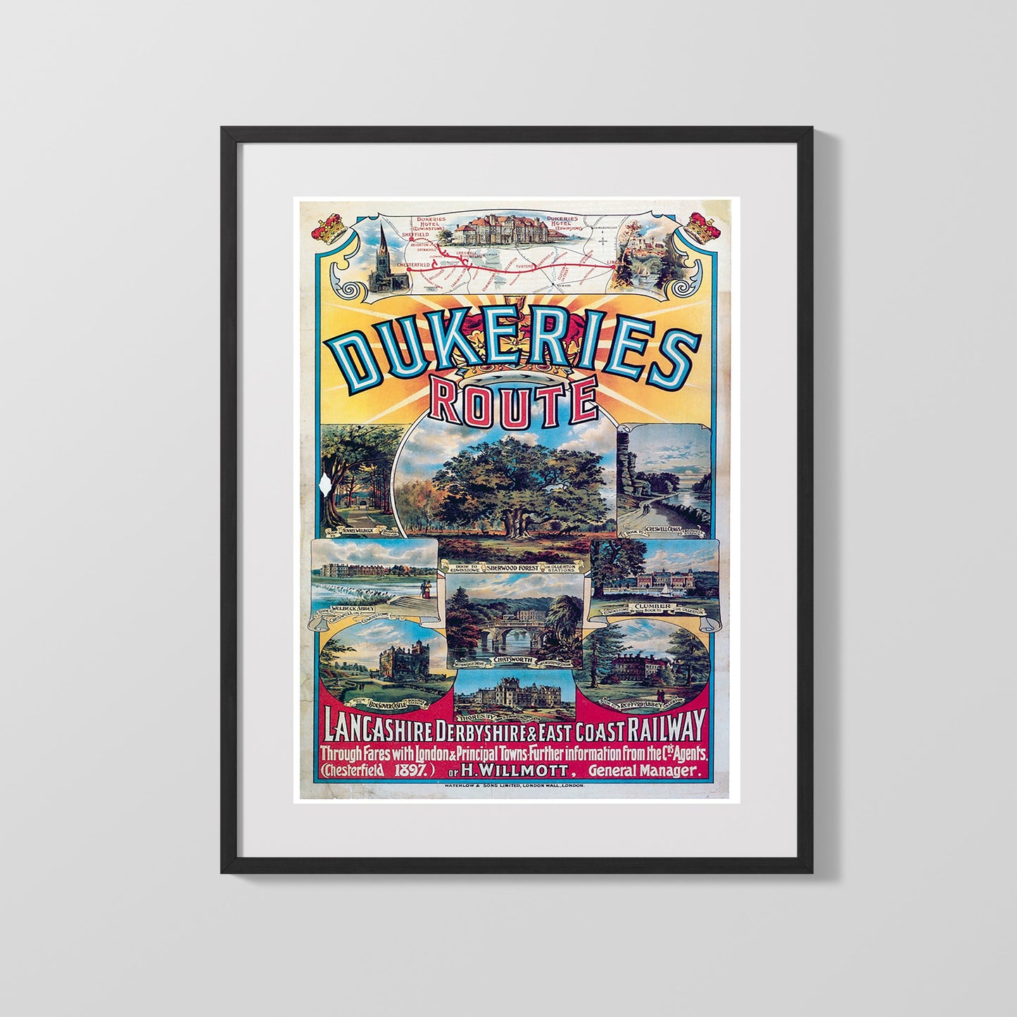 Classic Travel Poster - Dukeries - Railway Route England