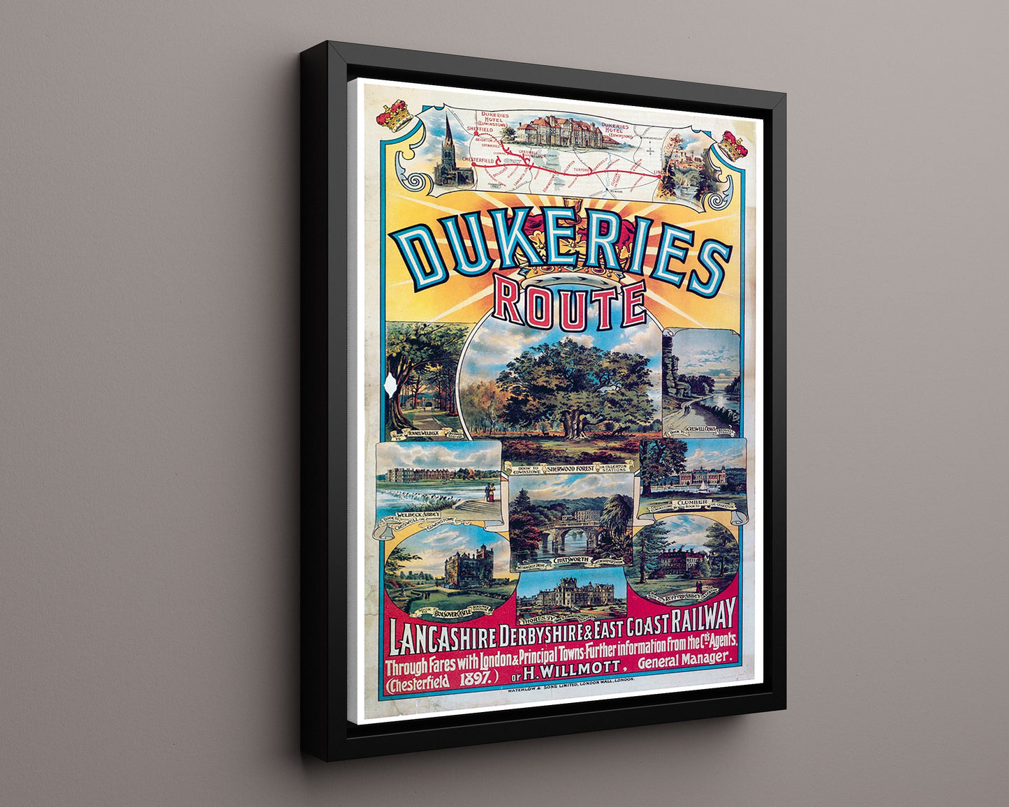 Classic Travel Poster - Dukeries - Railway Route England