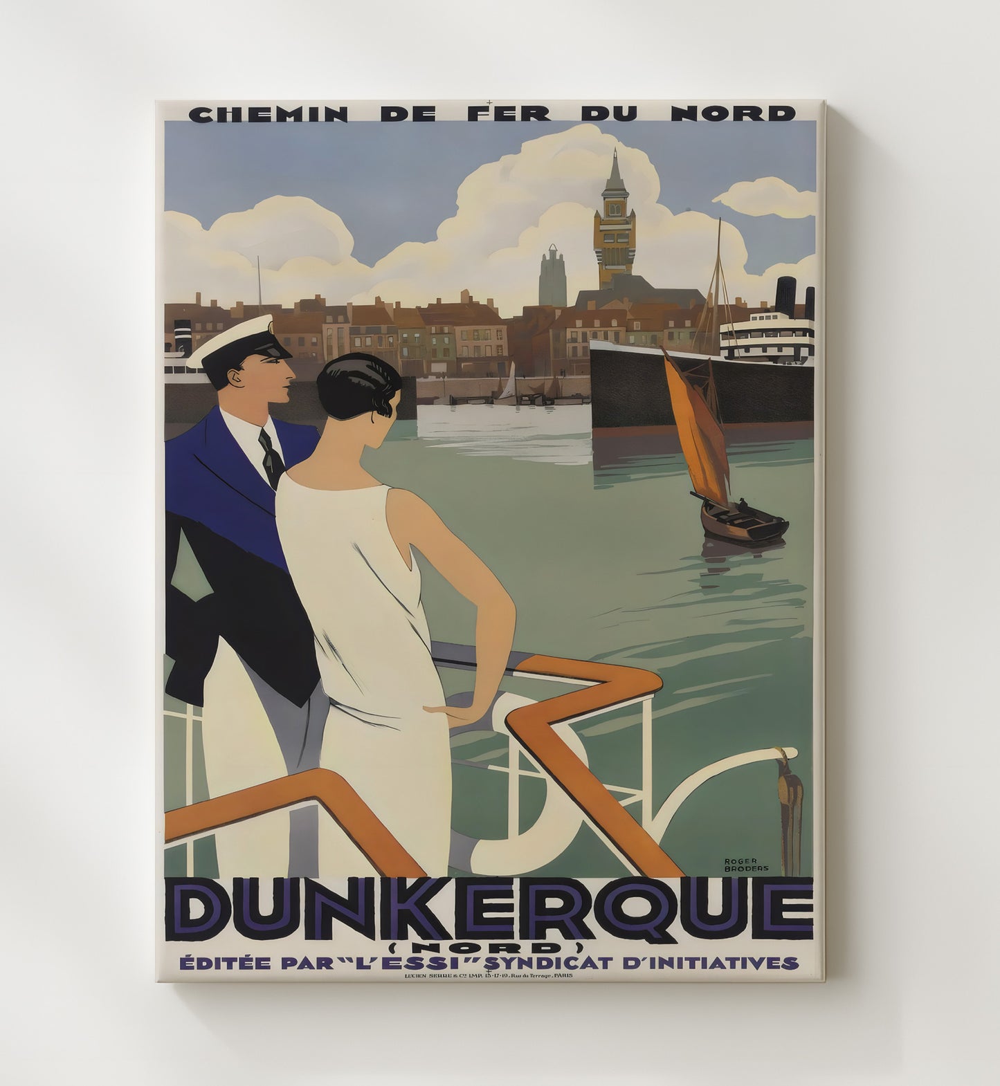 Dunkerque Port Scene Vintage Travel Print 20x24 Canvas travel wall art print