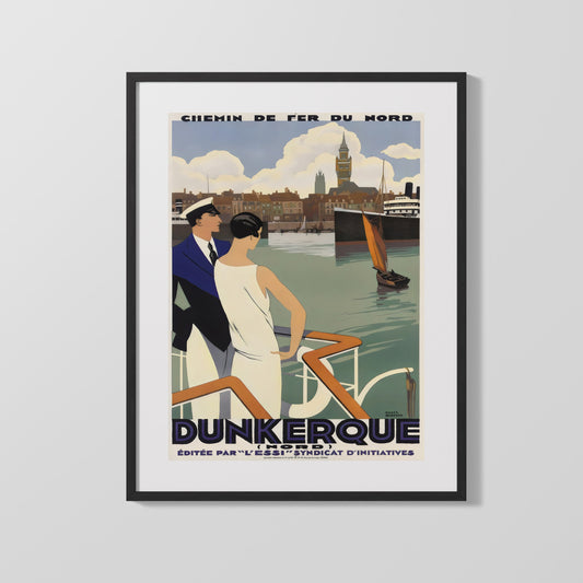 Classic Travel Poster - Dunkerque - Port Scene
