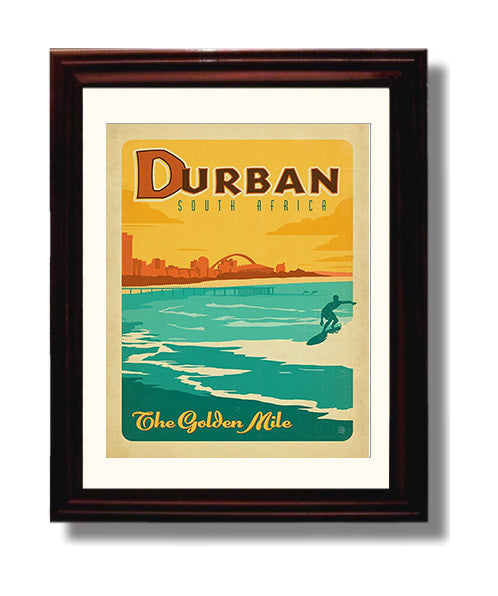 Durban The Golden Mile travel poster wall art 8x10 Canvas