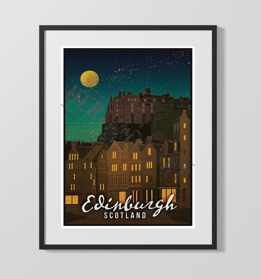 Edinburgh Castle at Night - Travel - 16x20 Gallery Frame