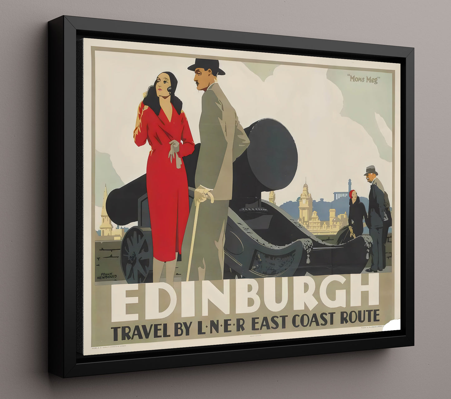 Edinburgh Mons Meg Vintage Travel Print 16x20 Framed Canvas travel wall art print