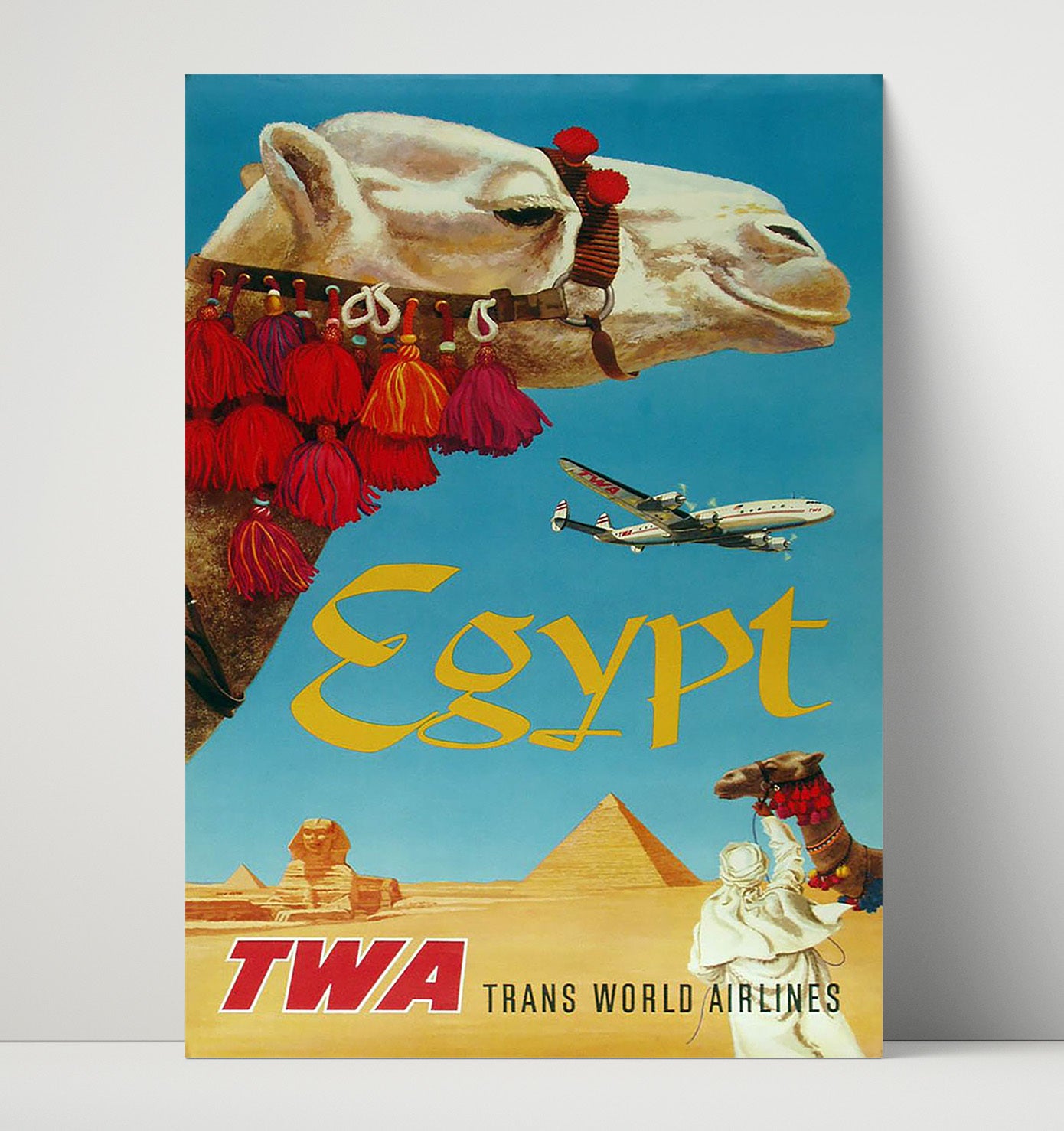 Egypt Camel Airways Vintage Travel Print 16x20 Unframed Print travel wall art print