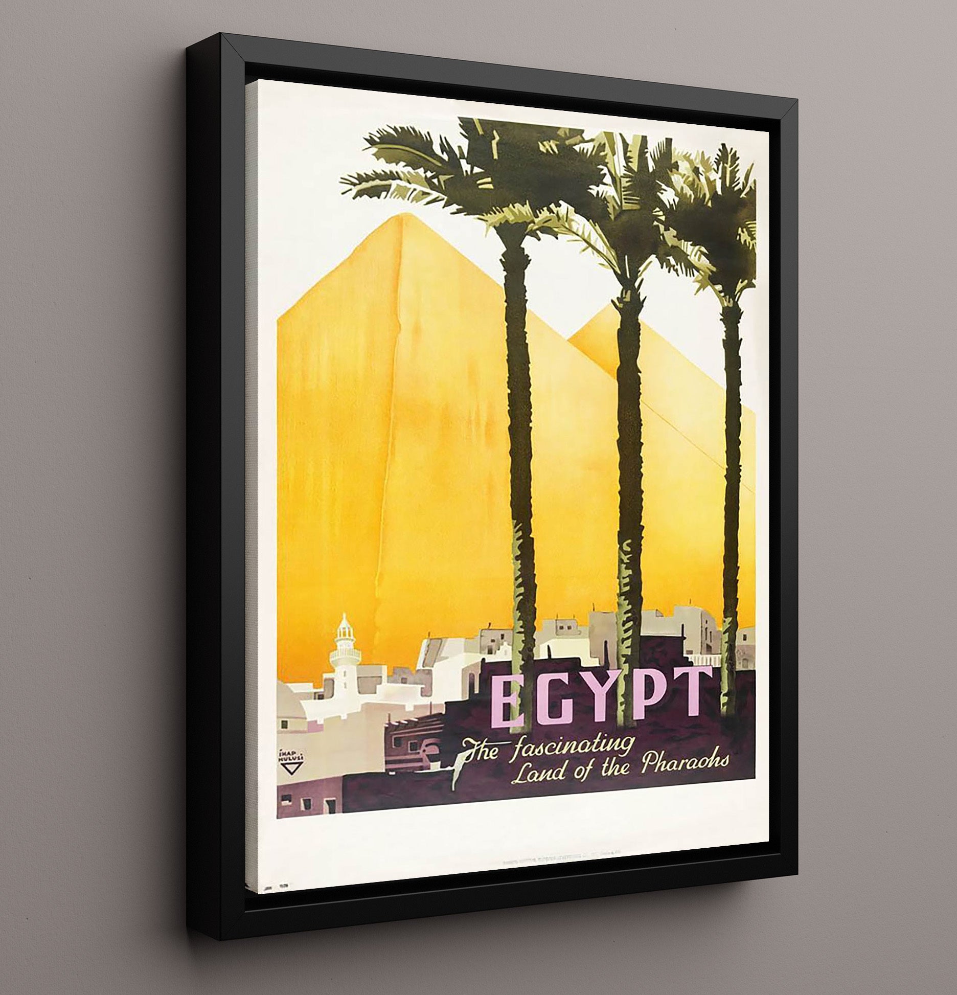 Egypt Pharaohs Vintage Travel Print 16x20 Framed Canvas travel wall art print