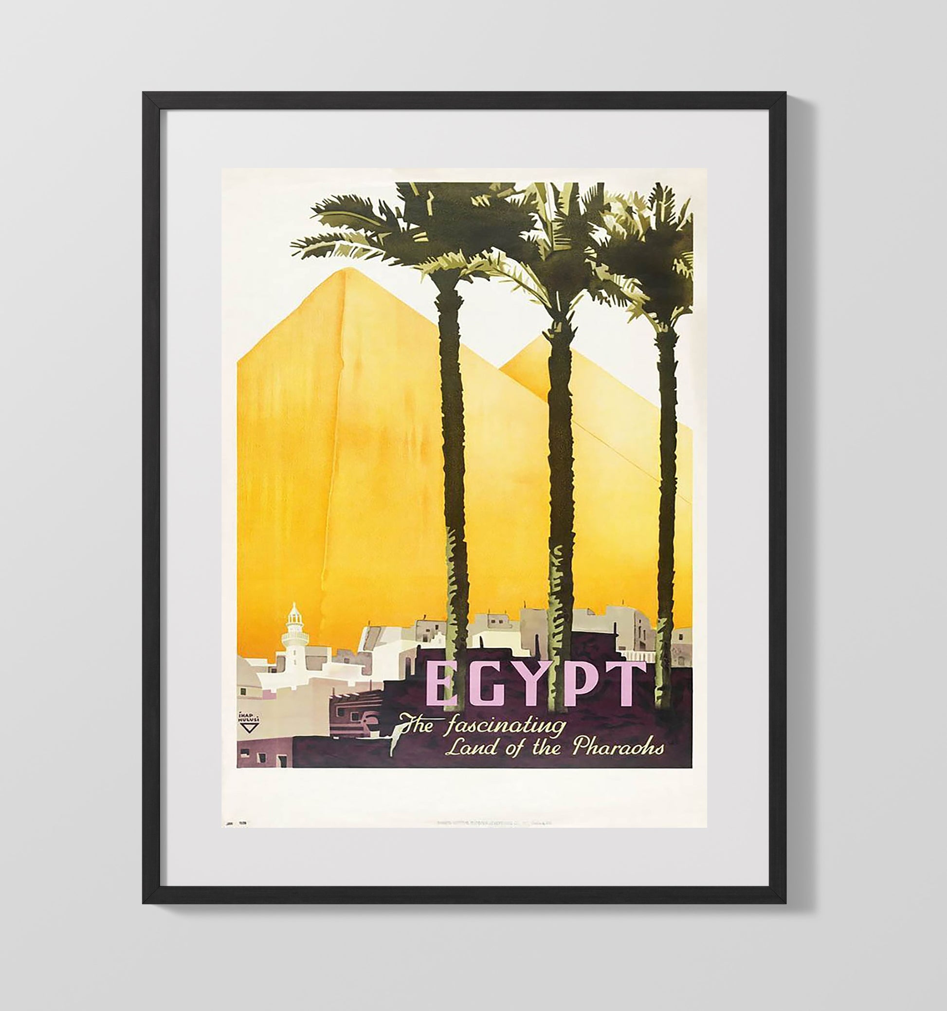 Egypt Pharaohs Vintage Travel Print 16x20 Gallery Frame travel wall art print