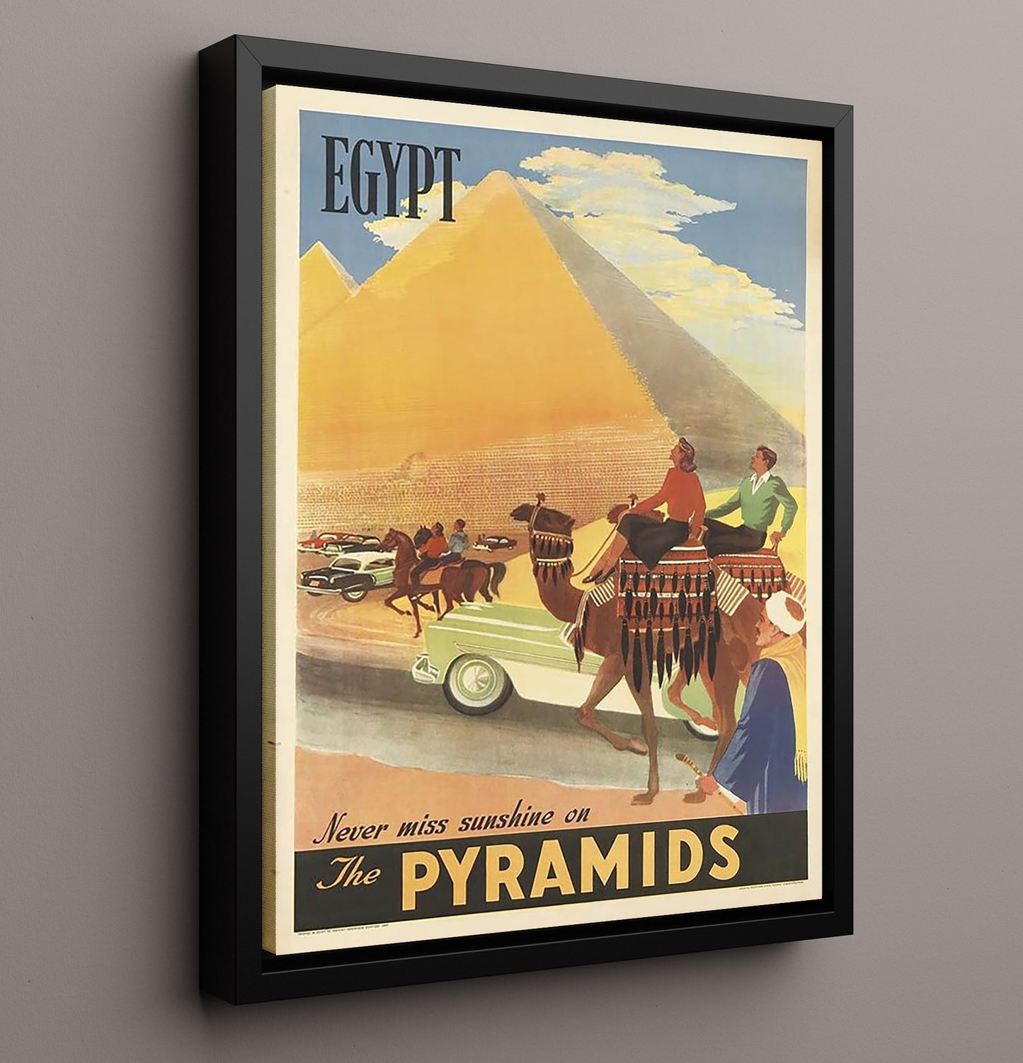 Egypt Pyramids Vintage Travel Print 16x20 Framed Canvas travel wall art print