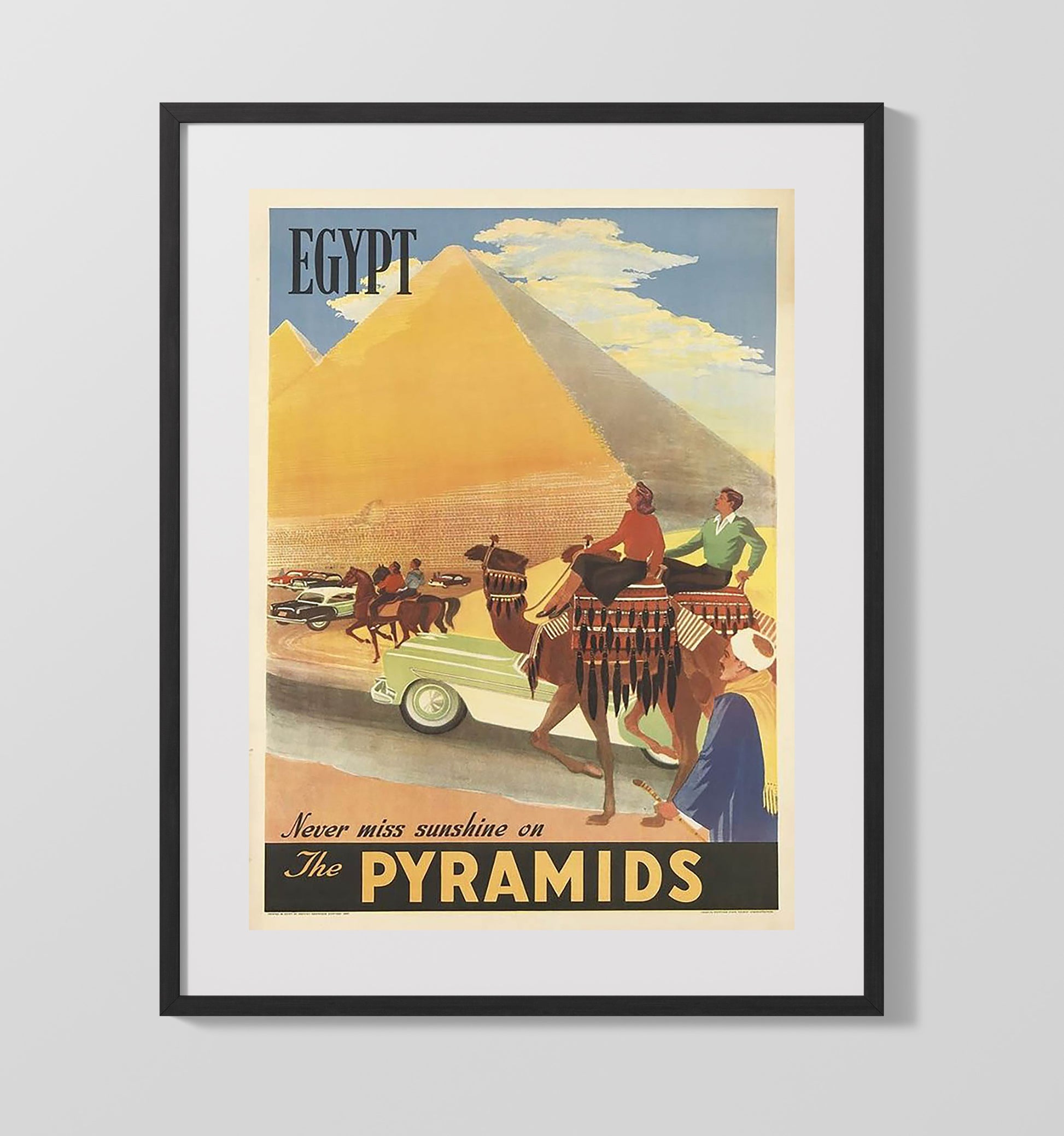 Egypt Pyramids Vintage Travel Print 16x20 Gallery Frame travel wall art print