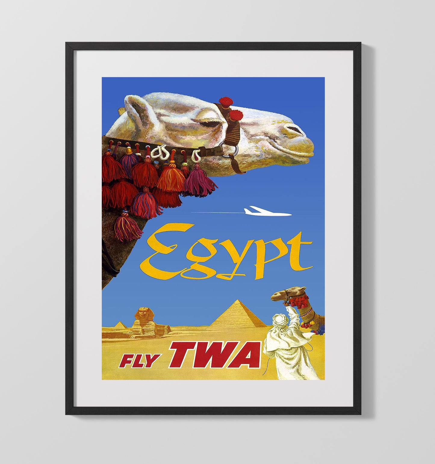 Egypt TWA Airlines Vintage Travel Print 16x20 Gallery Frame travel wall art print