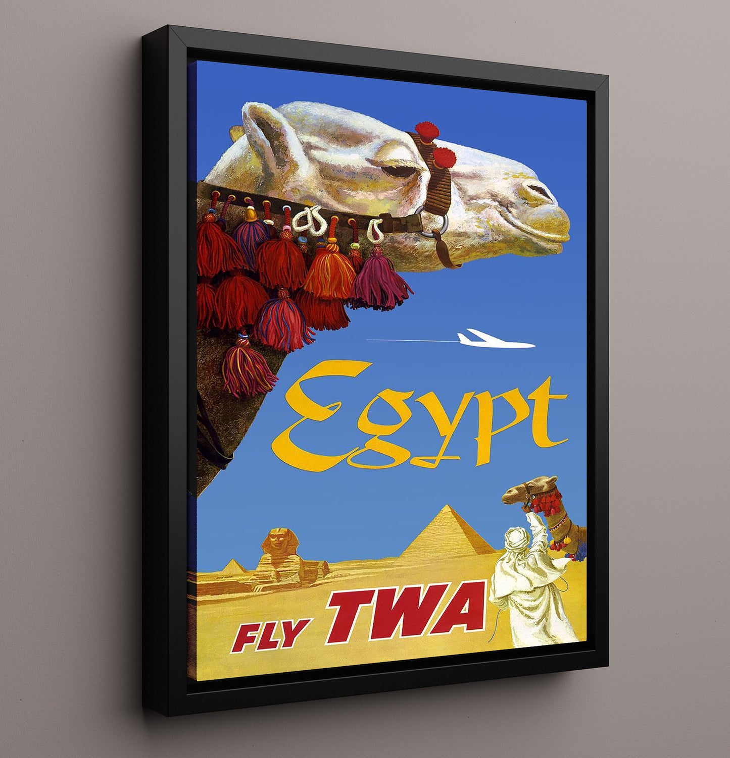 Egypt TWA Airlines Vintage Travel Print 16x20 Framed Canvas travel wall art print