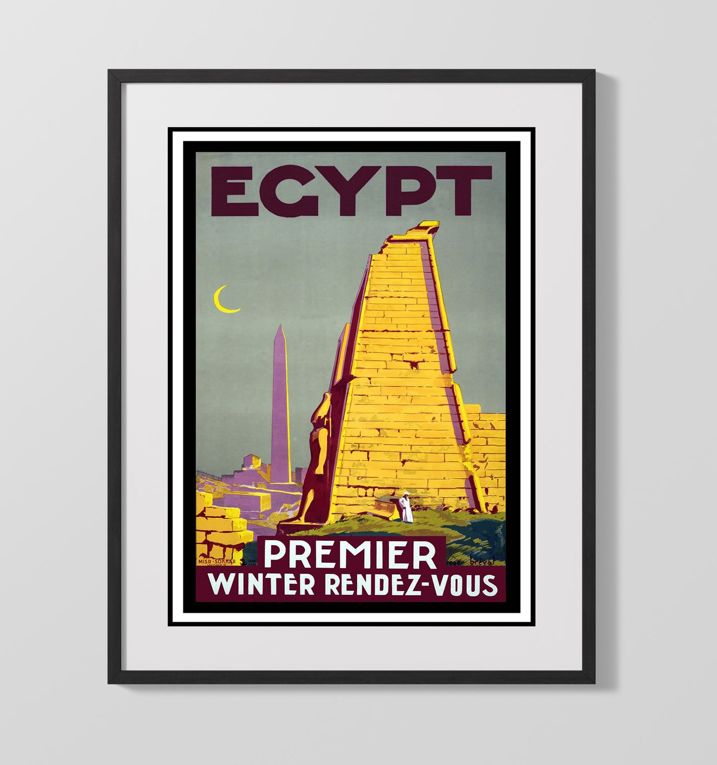 Egypt Winter Rendezvous Vintage Travel Print 16x20 Gallery Frame travel wall art print