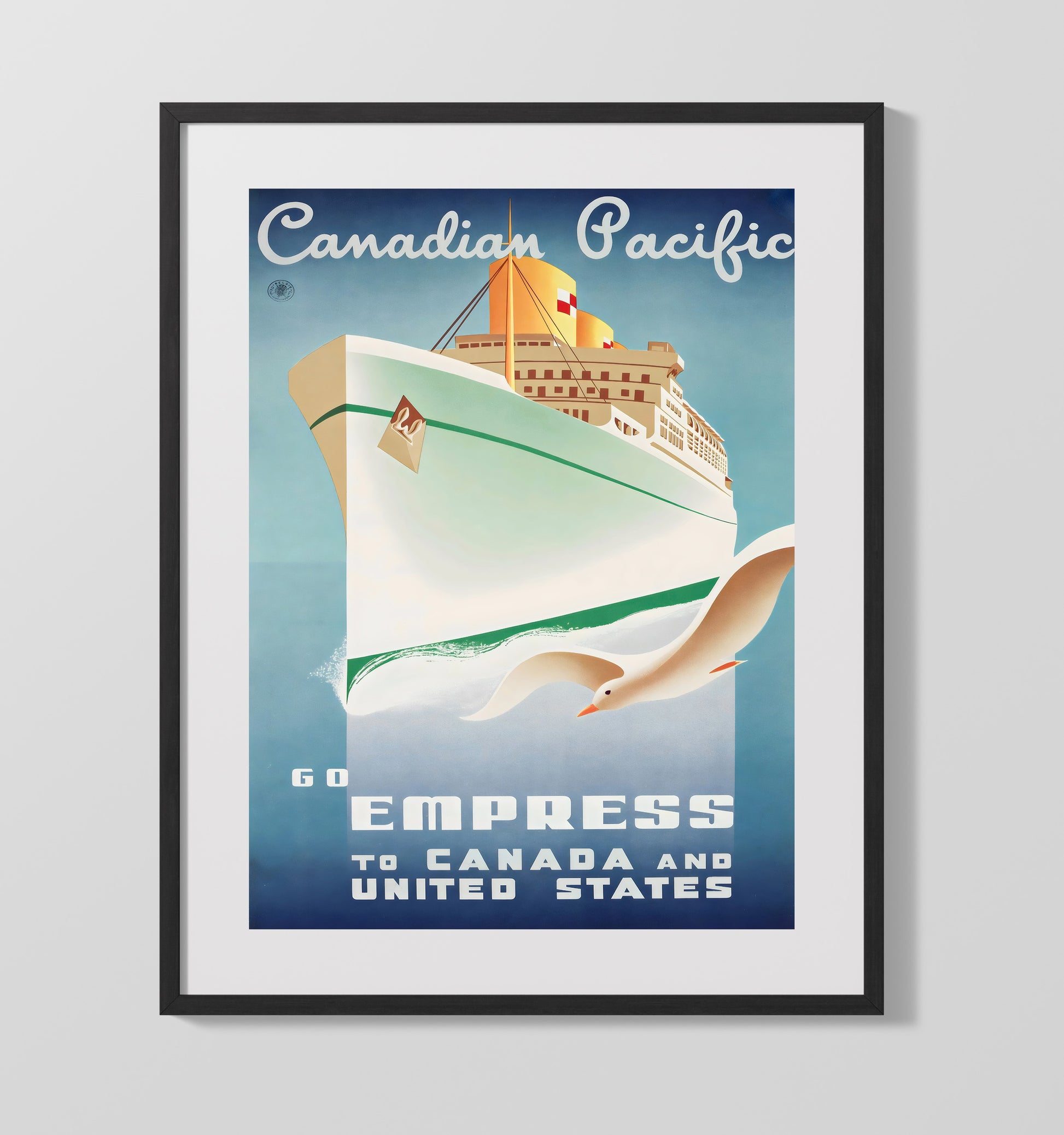 Empress Canada Pacific Vintage Travel Print 16x20 Gallery Frame travel wall art print