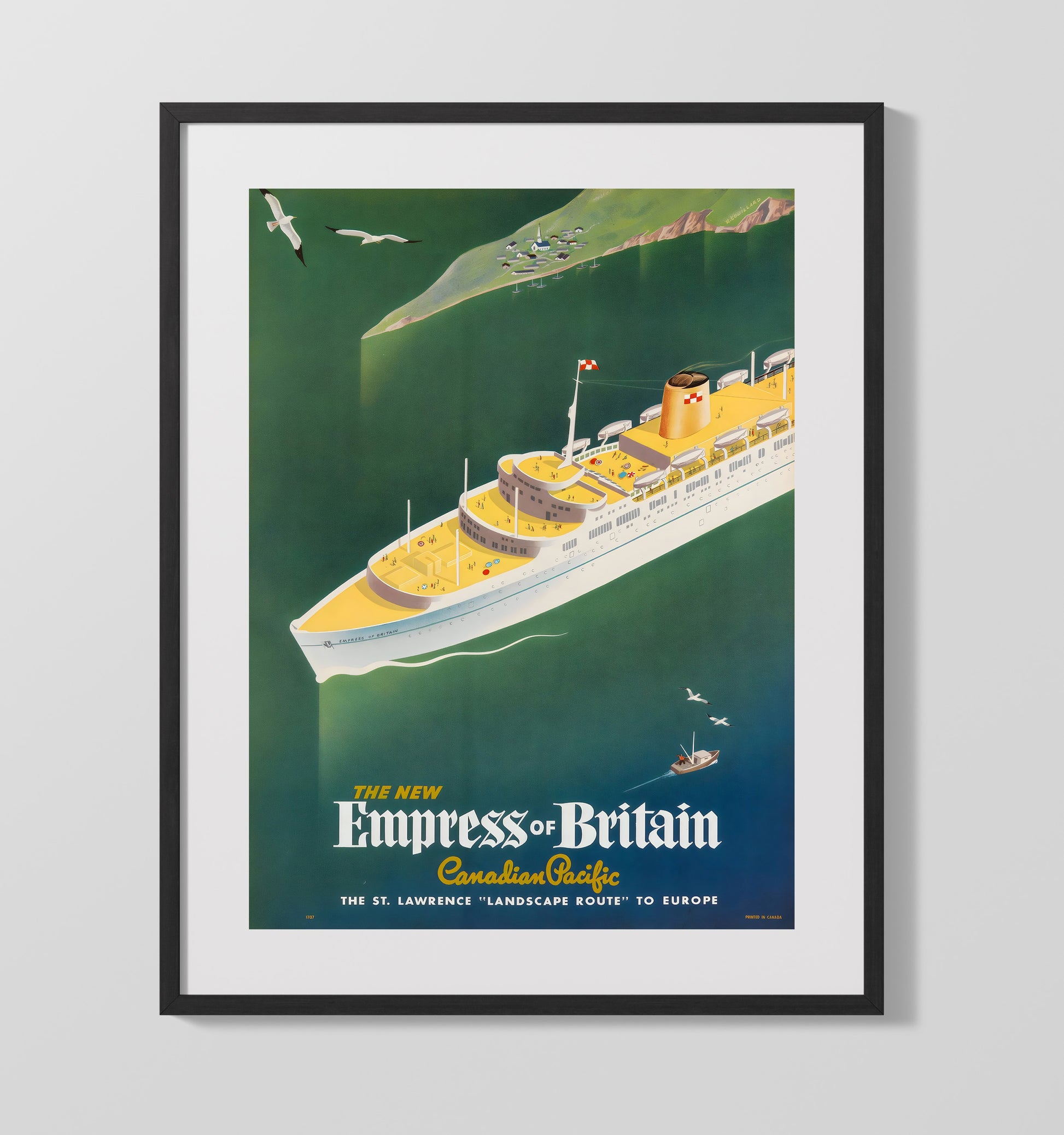 Empress of Britain Canadian Pacific Vintage Travel Print 16x20 Gallery Frame travel wall art print