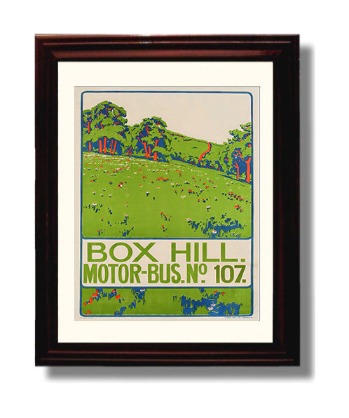 England Box Hill Vintage Travel Print 8x10 Beveled Frame travel wall art print